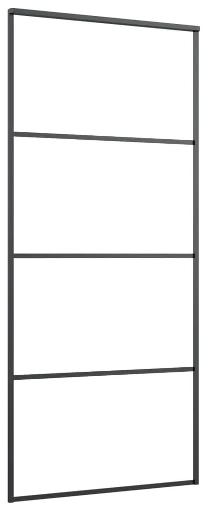 Usa glisanta, negru, 90x205 cm, aluminiu si sticla ESG 1, Negru, 90 x 205 cm, Transparent