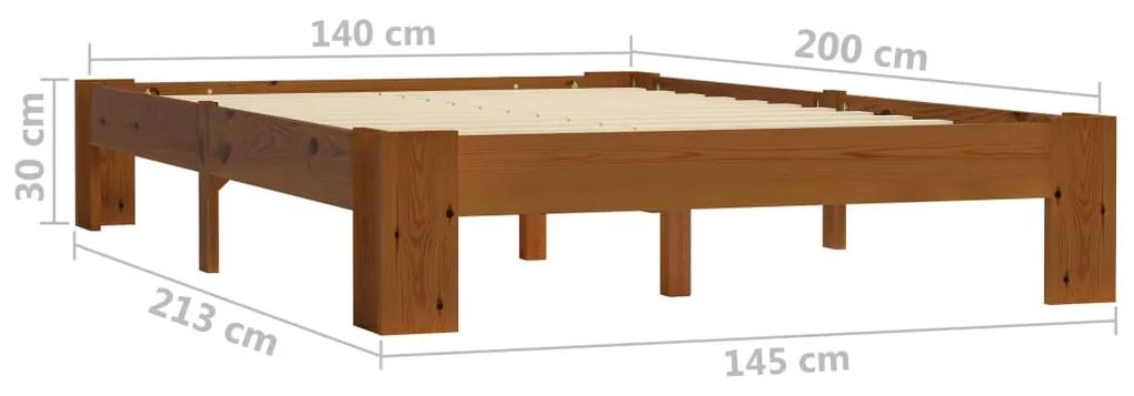 Cadru de pat, maro deschis, 140 x 200 cm, lemn masiv de pin Maro deschis, 140 x 200 cm