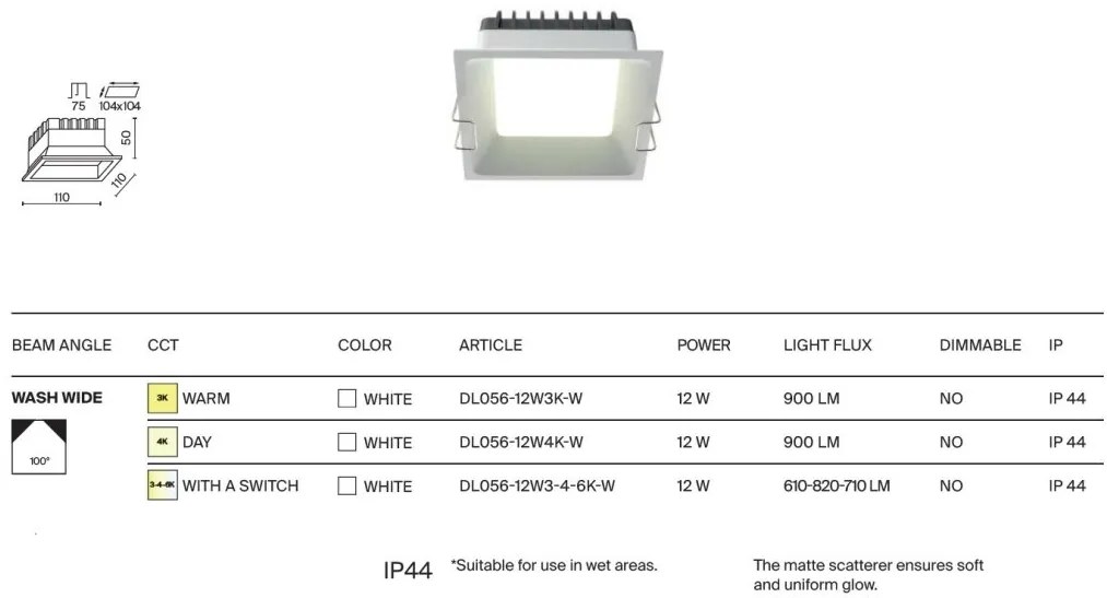 Spot LED incastrabil protectie IP44 Okno 4000k