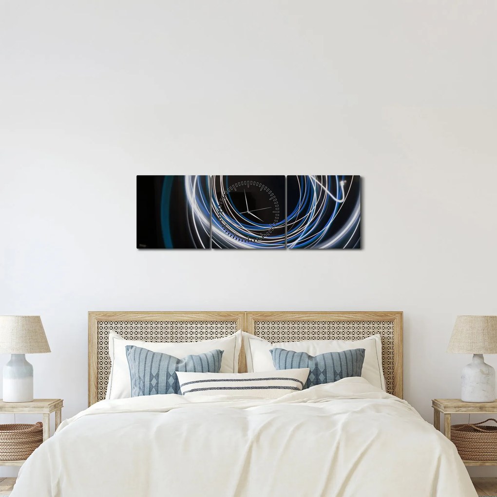 Tabloul cu linii albastre (cu ceas) (90x30 cm)