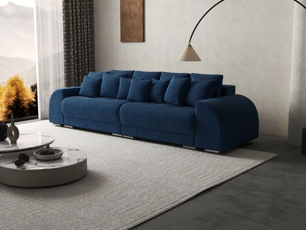 Canapea extensibilă dumonde cu 2 lăzi de depozitare si sezut confortabil din spuma high-density, Verona Zoom Blue 310x100 cm