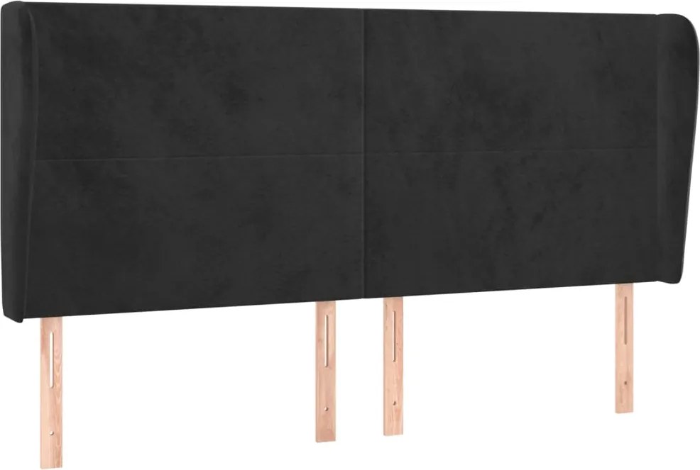 vidaXL Tăblie de pat cu aripioare, negru, 163x23x118/128 cm, catifea