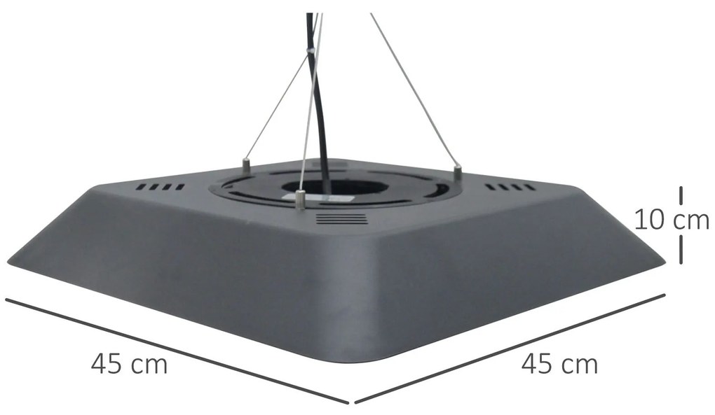 Outsunny Lampa pentru Incalzire in Aer Liber cu Lumina, 3 Niveluri de Putere 800W/1200W/2000W si Telecomanda, 45x45x10cm, Negru