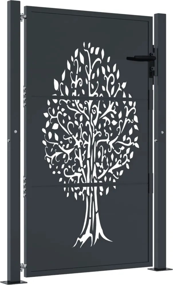 vidaXL Poartă de grădină antracit 100x150 cm oțel model copac