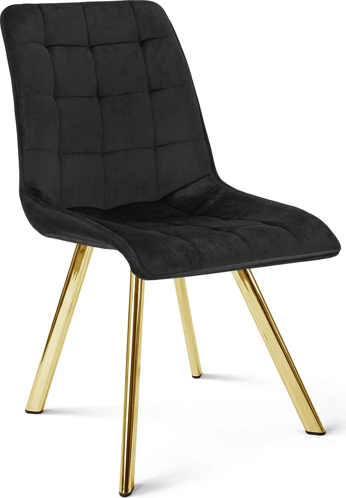 Scaun de masa CIEZA VELVET cu picioare aurii, negru