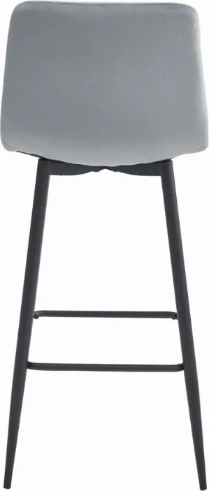 Scaun de bar gri deschis POZZA VELVET cu picioare negre