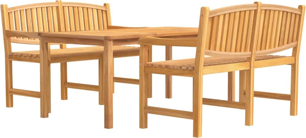 vidaXL Set mobilier pentru grădină, 3 piese, lemn masiv de tec