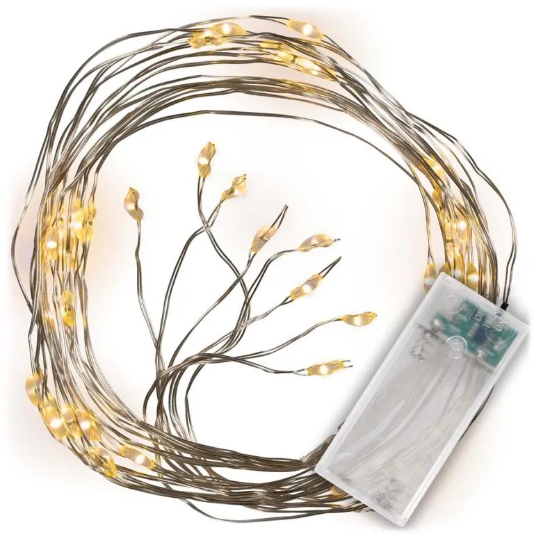 Fir de lumină de Crăciun MINI LED, alb cald, 48 LED-uri