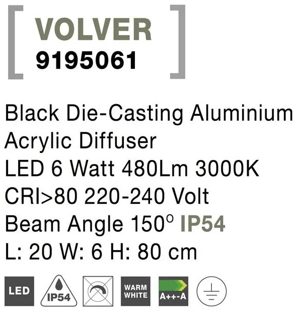 Stalp LED cu lumina orientabila pentru iluminat exterior IP54 VOLVER H-80cm