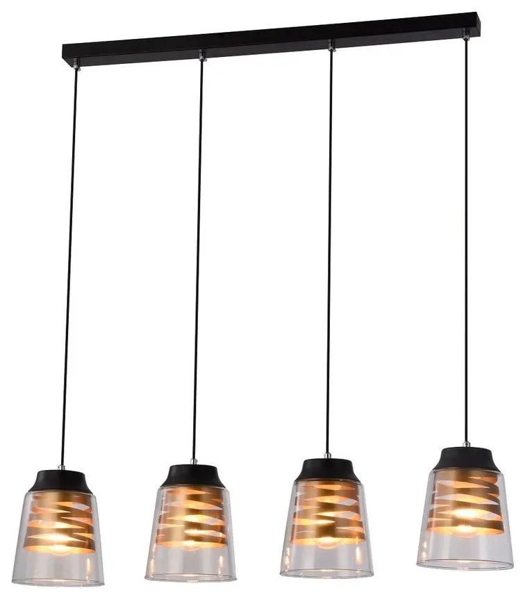 Lustră neagră cu abajur din sticlă 15.5x84 cm Fresno – Candellux Lighting