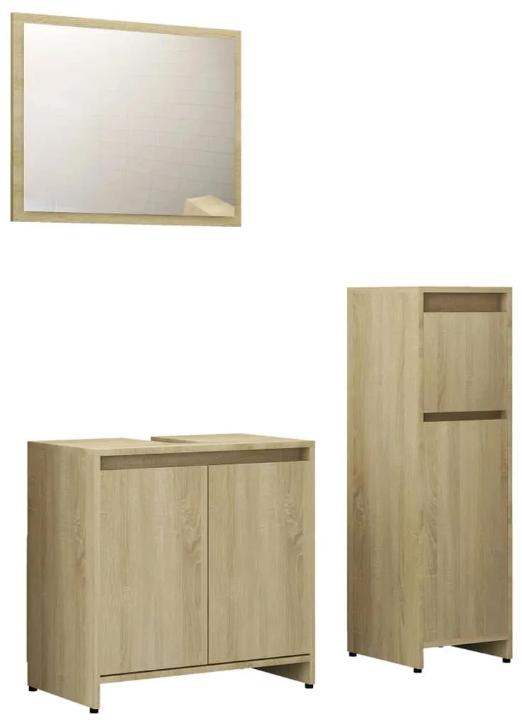 3056928 vidaXL Set mobilier de baie din 3 piese, stejar Sonoma lemn prelucrat