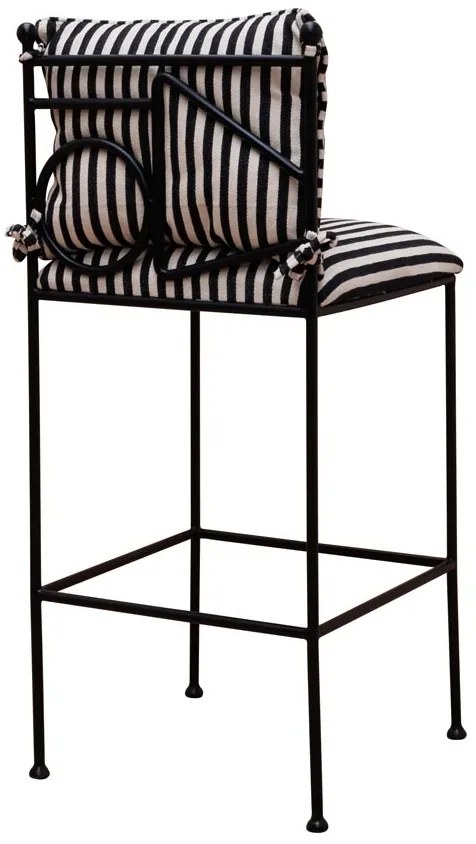Scaun de bar cu dungi, din bumbac si metal, Geometrical Springs