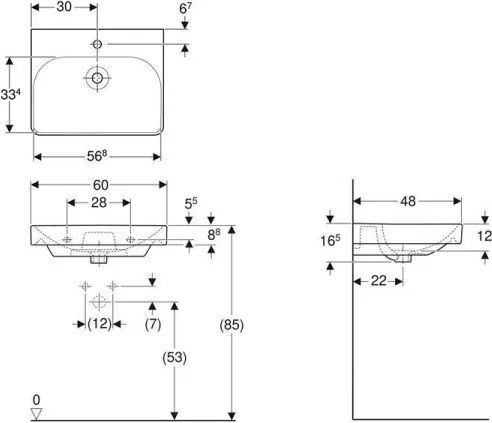 Geberit 501.732.00.1 - Lavoar suspendat Smyle Square 60x48 cm ceramică/alb