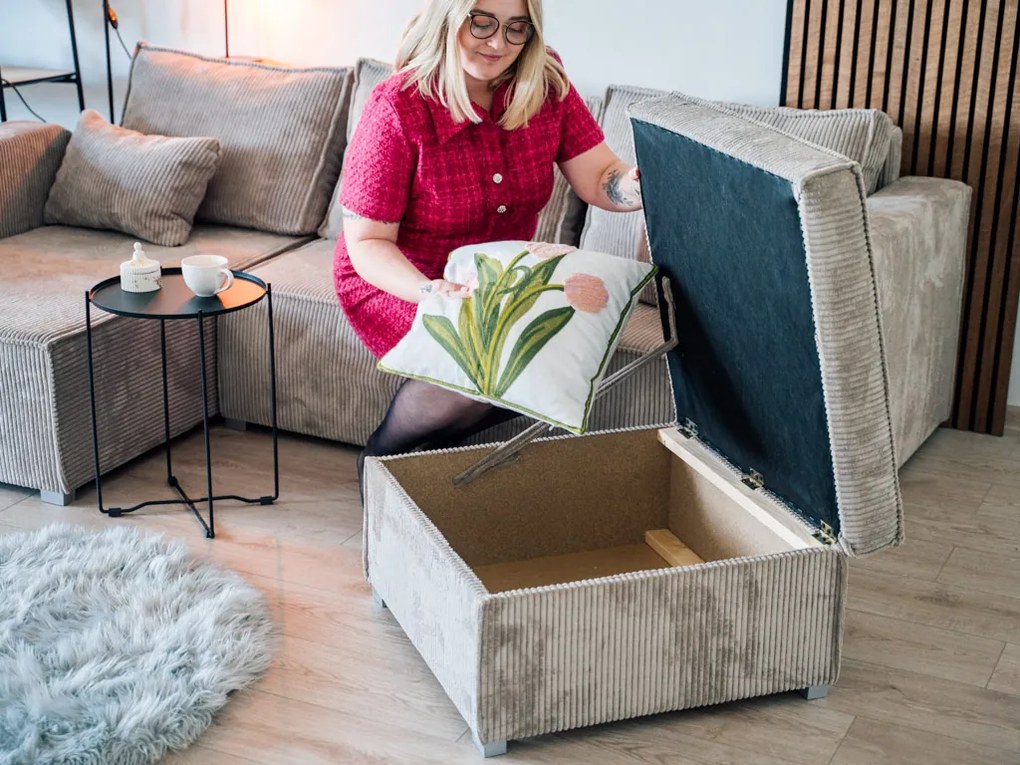 Taburet gri inchis SMART COSARO cu spatiu de depozitare 65x65 cm