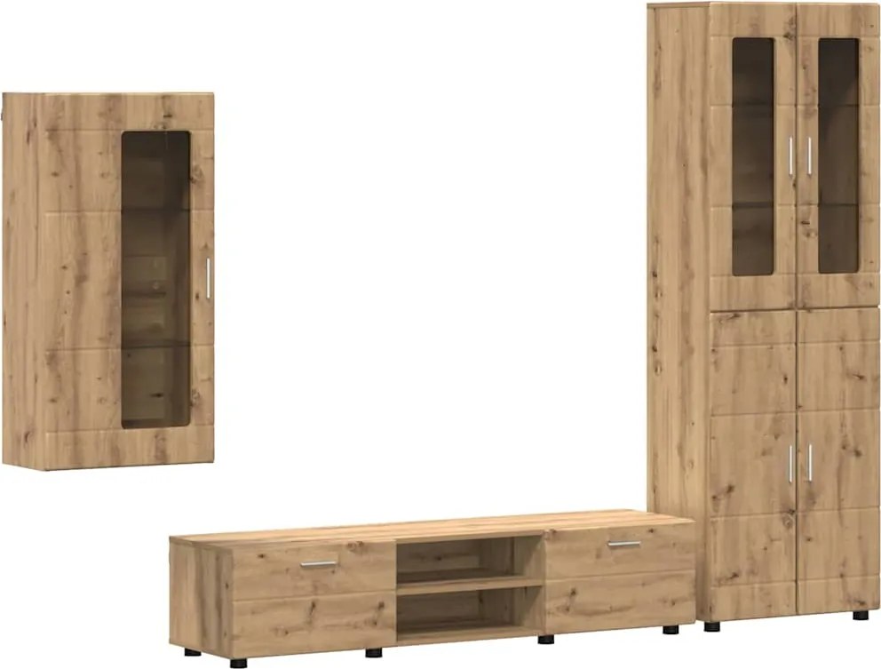 vidaXL Set comodă TV cu sertar FLORIN Stejar Artizanal Lemn compozit