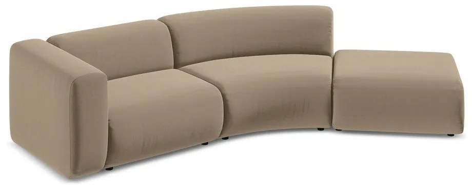 Șezlong bej cu tapițerie din catifea (cu colț pe partea dreaptă) Ekahi – Makamii