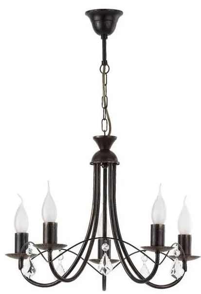 Candelabru cu lanț ANGELIKA 5xE14/10W/230V negru