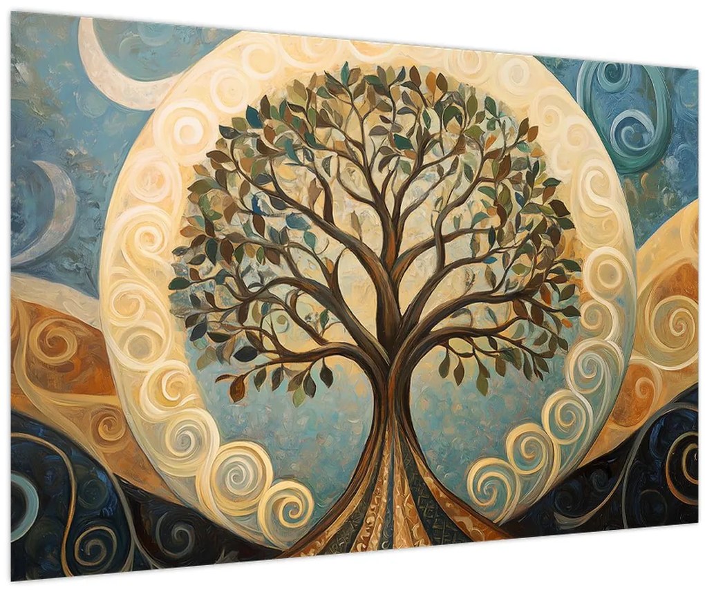 Tablou – Arborele vieții și spirale (90x60 cm)