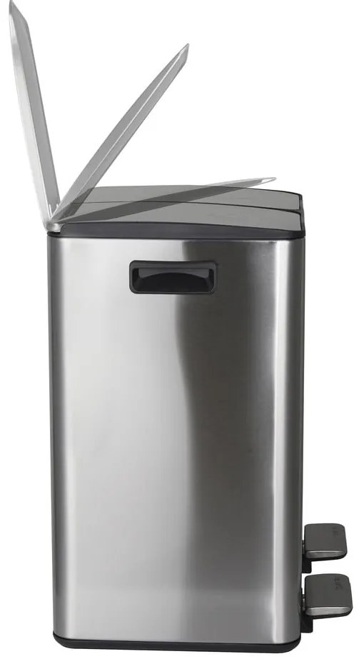 Coș de gunoi argintiu mat pentru reciclare/cu pedală 2x20 l din oțel Aliya – Spirella