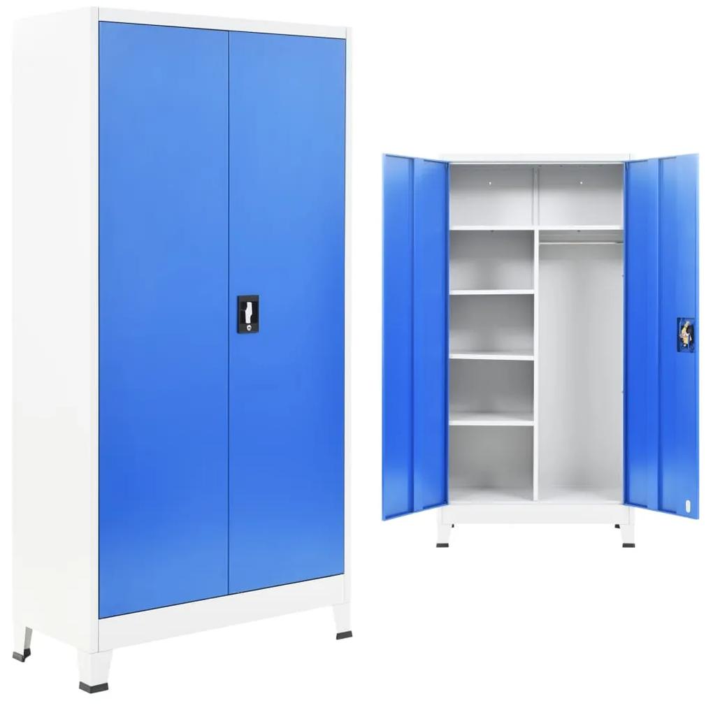245980 vidaXL Dulap vestiar cu 2 uși, metal, 90x40x180 cm, gri și albastru