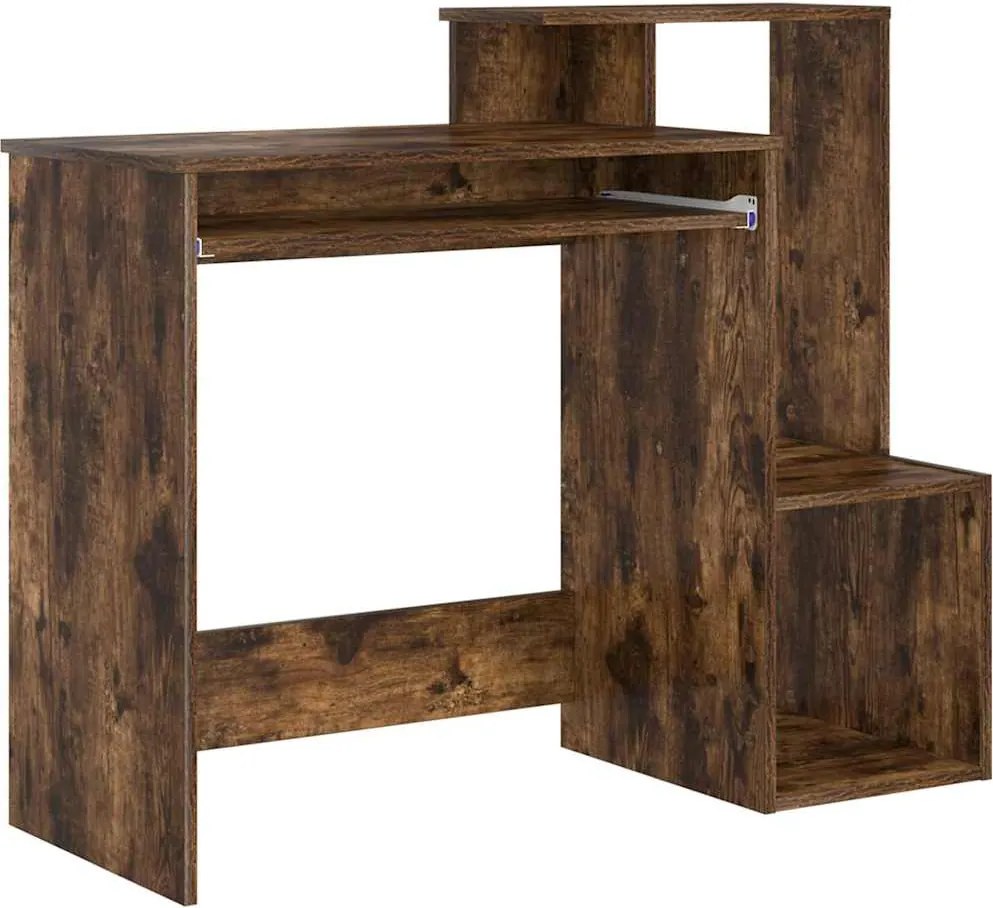 vidaXL Birou cu sertar Stejar fumuriu 106 x 41 x 88.5 cm Lemn compozit