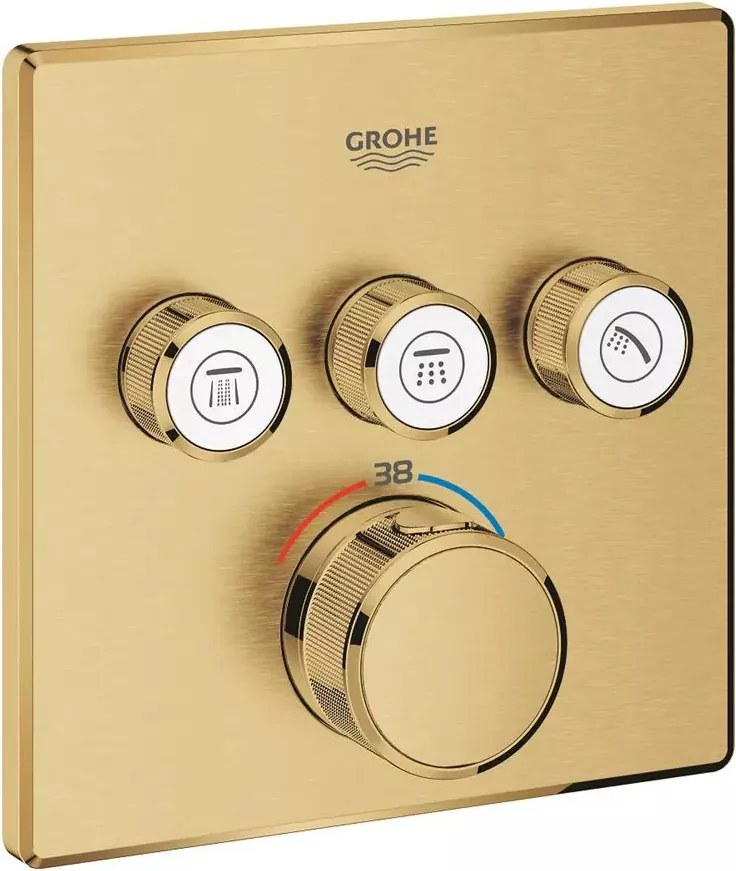Baterie dus incastrata Grohe Grohtherm SmartControl 3 iesiri auriu periat Cool Sunrise fara corp ingropat