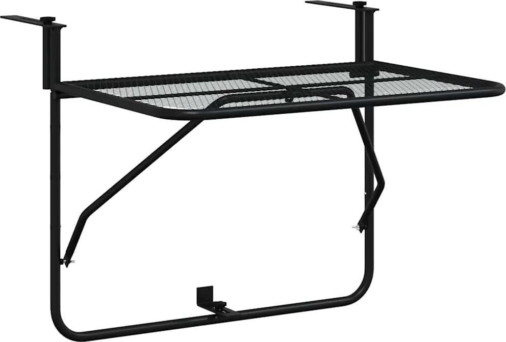 vidaXL Masă de balcon, negru, 60x40 cm, oțel