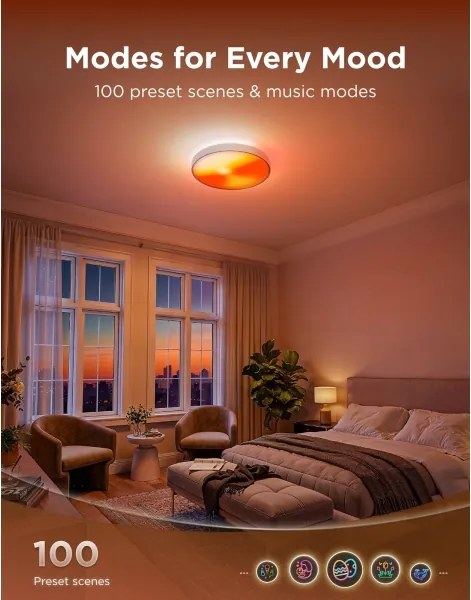 Govee - Plafonieră LED RGBICWW reglabilă, 55W, 230V, Ø 53 cm, Matter, Wi-Fi