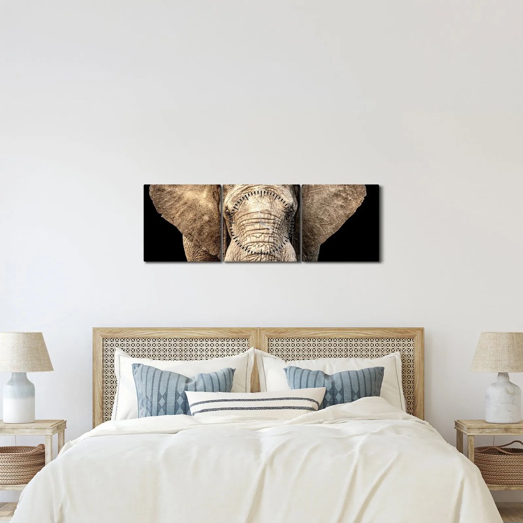 Tablou - Elefant african (cu ceas) (90x30 cm)
