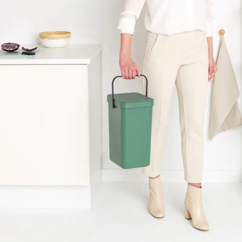 Cos de gunoi colectare selectiva Brabantia Sort&Go 1003235, 16 L, Maner, Montabil pe perete, Verde închis