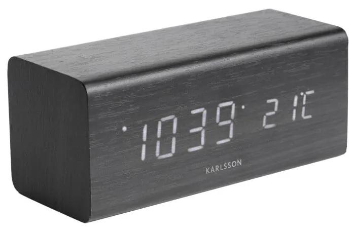 Ceas alarmă cu aspect de lemn Karlsson Cube, 16 x 7,2 cm, negru