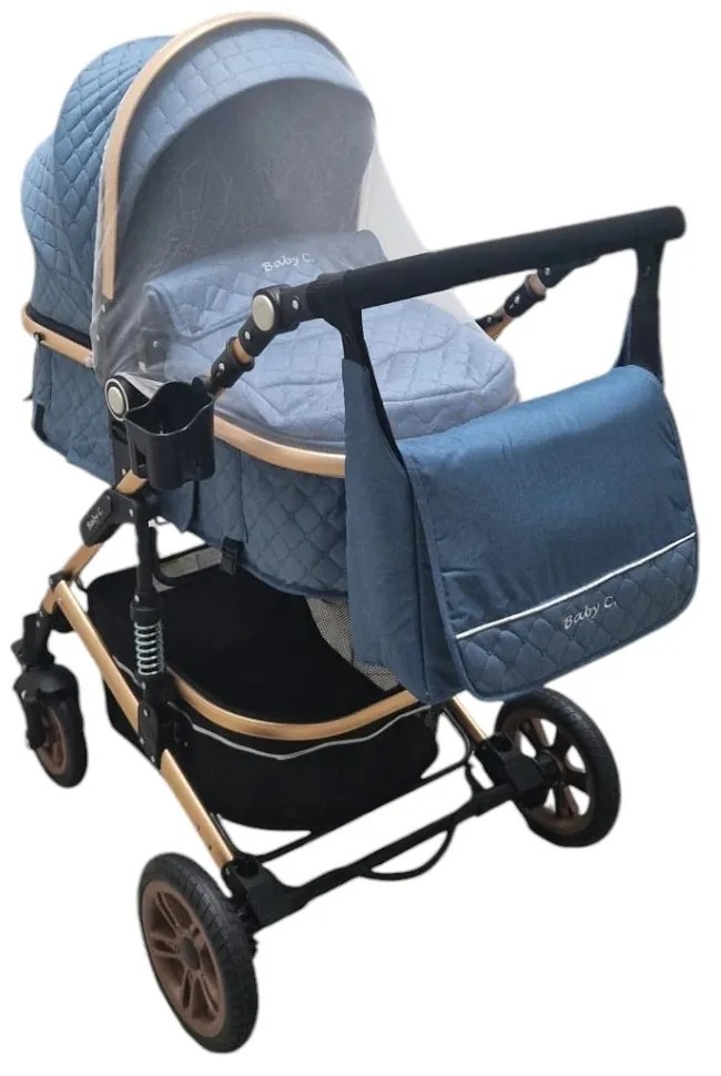 Carucior nou nascuti 2 in 1 Baby Care™ PRO 531, Cu geanta bebe, Cadru Aluminiu Gold , Amortizoare, Roti din cauciuc plin AVE, Spatar reglabil 3