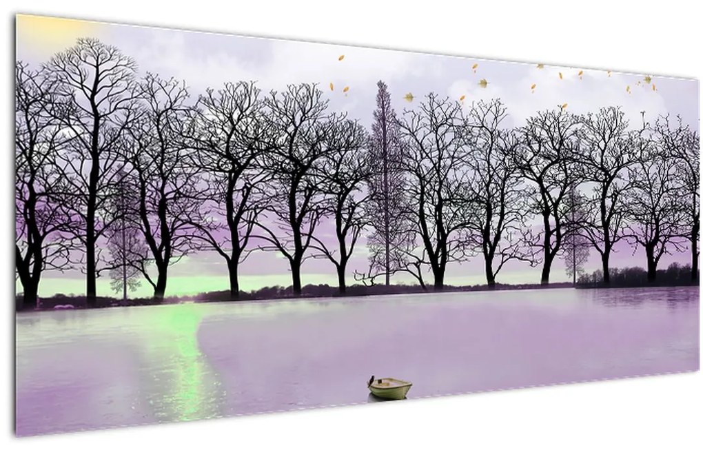 Tablou - Barcă pe lac (120x50 cm)