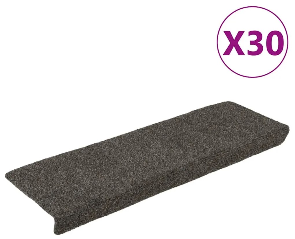 vidaXL Covorașe autoadezive pentru scări, 30 buc., 65x21x4 cm, antracit, cu margine dreptunghiulară