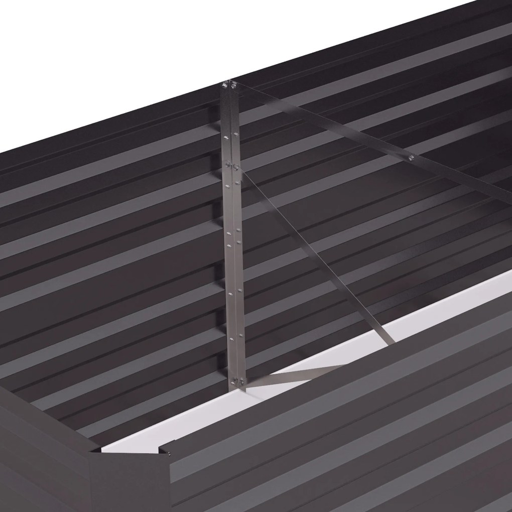 Outsunny Ghiveci pentru plante, jardiniere practică pentru plantare, îngrijire și cultivare, pat ridicat, oțel, gri închis | Aosom Romania