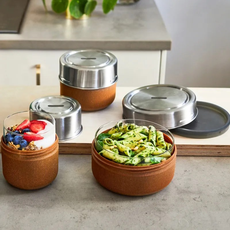 Cutie pentru pranz cupa din sticla Black+Blum GR-LB-L015, 0,75 L, Fara BPA, Gri inchis