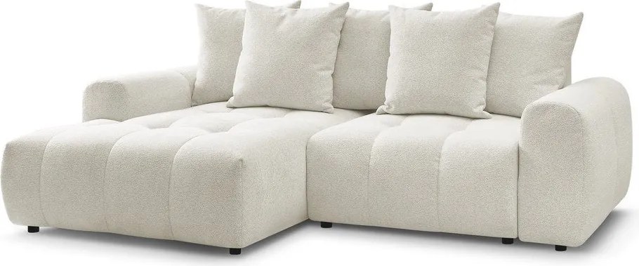 Colțar alb extensibil/cu spațiu de depozitare cu tapițerie din chenille (cu colț pe partea stângă/cu șezlong) Roxelane – Bobochic Paris