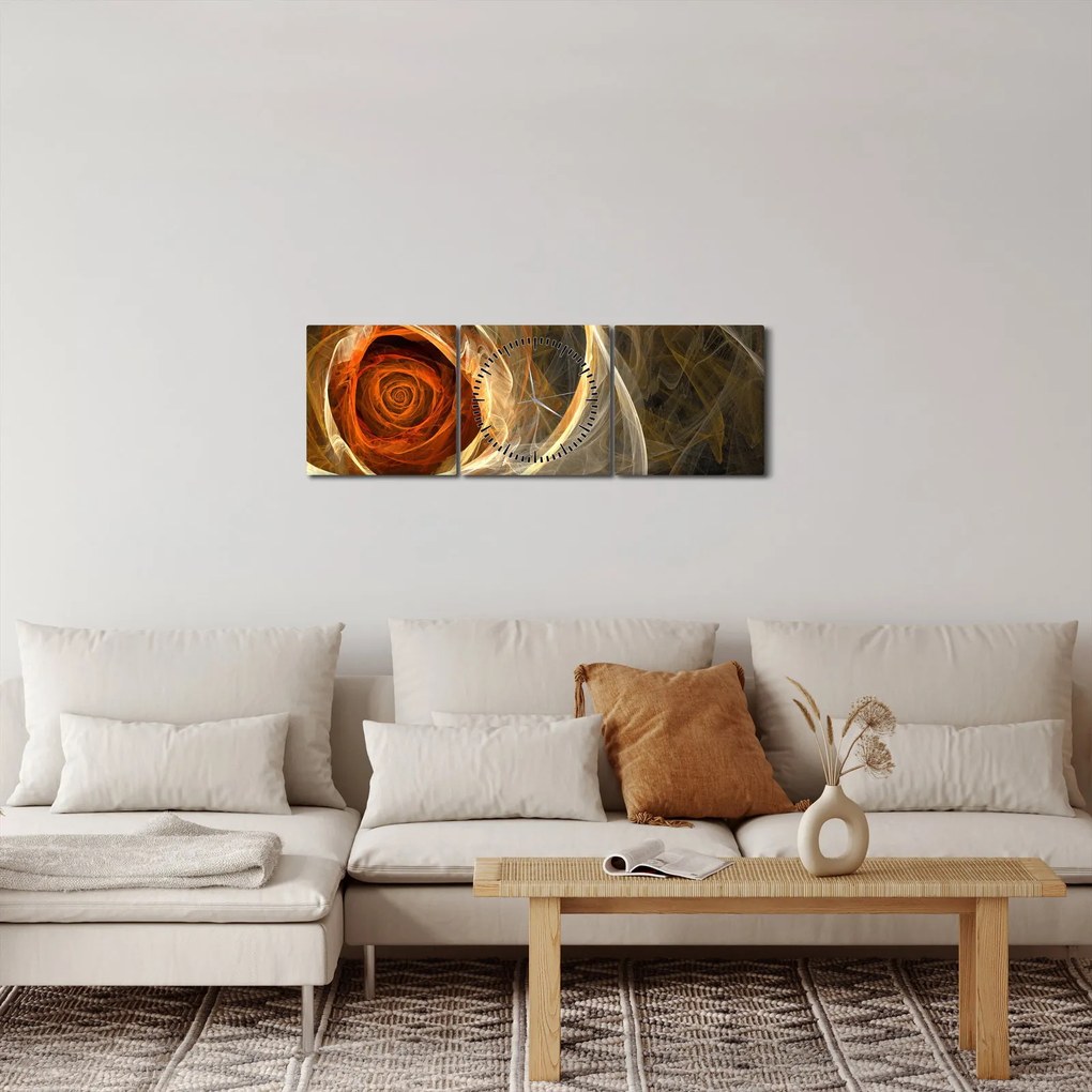 Tablou - Trandafiri abstracți în culori aprinse (cu ceas) (90x30 cm)