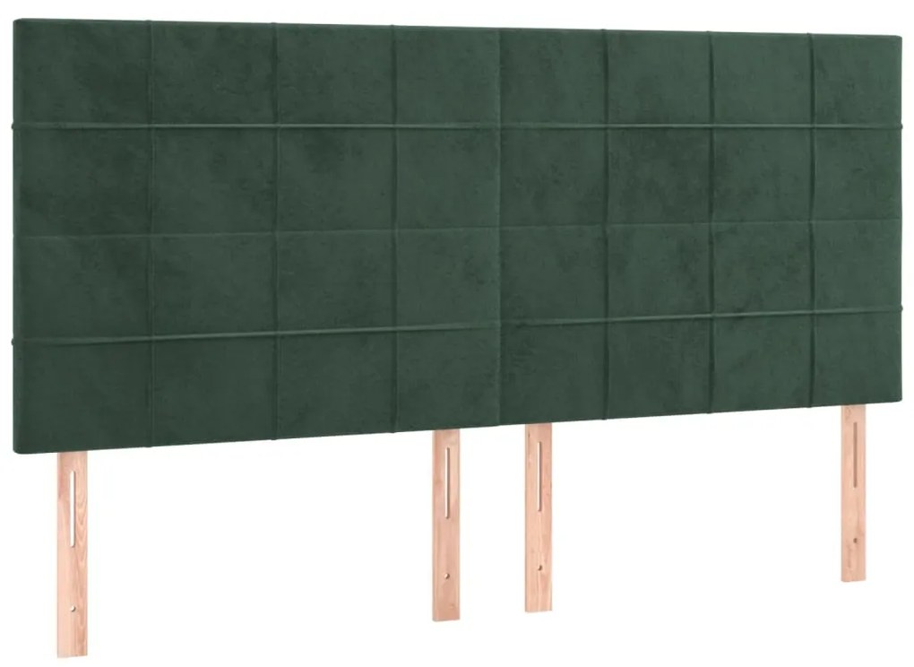 3116395 vidaXL Tăblii de pat, 4 buc, verde închis, 90x5x78/88 cm, catifea