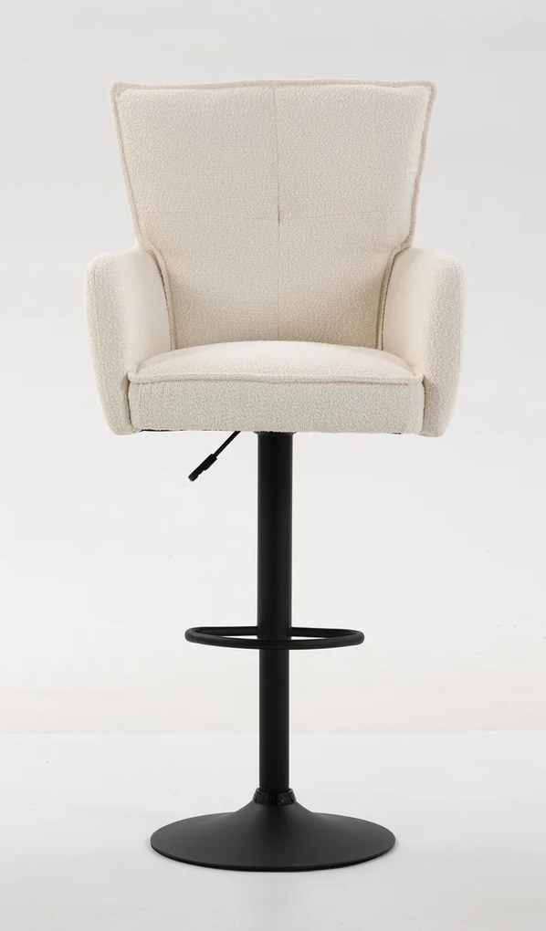HR250W Scaun Crem Boucle Bază Neagră