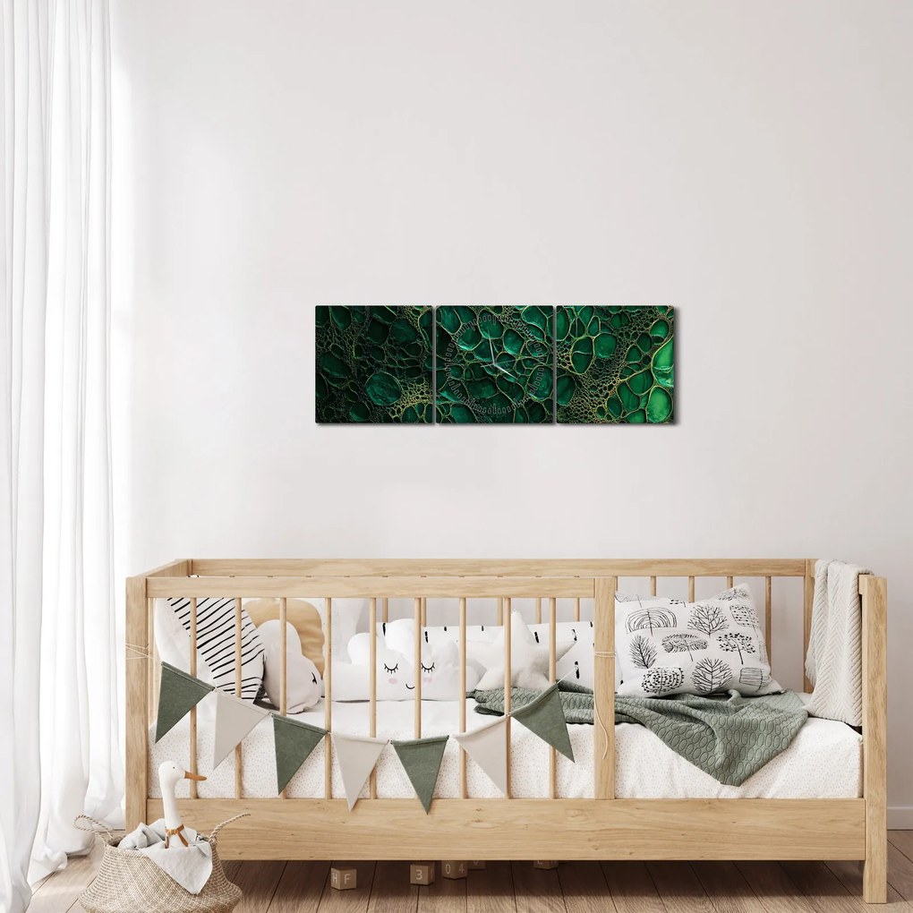 Tablou - Imagine microscopică verde (cu ceas) (90x30 cm)