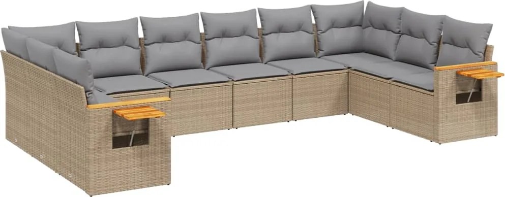 vidaXL Set canapele de grădină cu perne, 10 piese, bej, poliratan