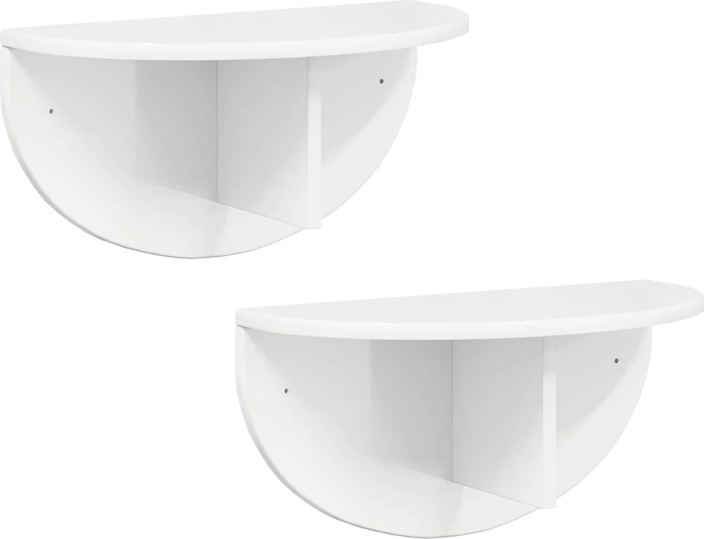 vidaXL Raft de perete 2 pcs Alb lucios 48 x 24 x 24 cm Lemn compozit