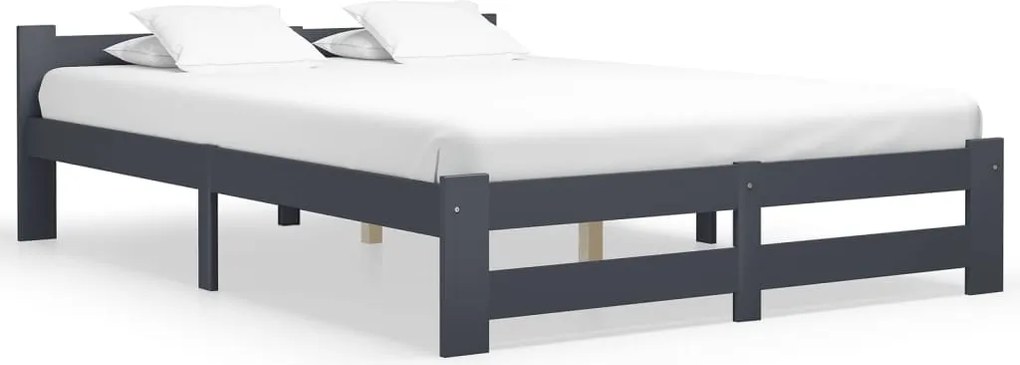 vidaXL Cadru de pat, gri închis, 140x200 cm, lemn masiv pin