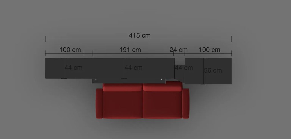 Set pat rabatabil dublu cu somiera inclusa (150x200), biblioteca(100 cm), cross(24 cm), dulap acordeon si canapea 2 locuri - nova small elegance set