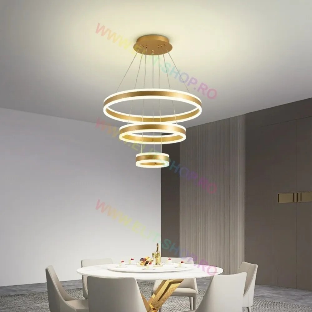 Lustra LED Cu Telecomanda, Elit's Esn1768/600-GD, 208W, GOLD