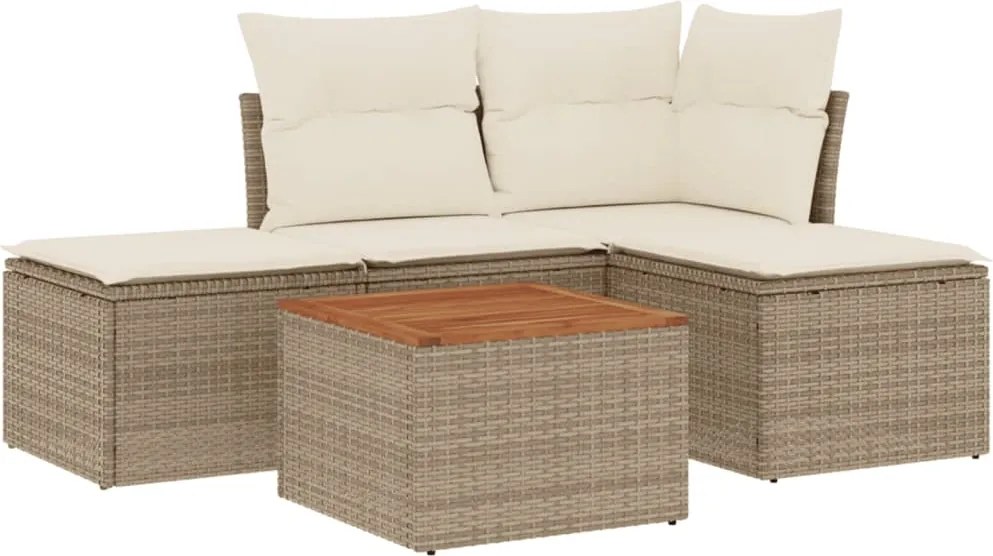 vidaXL Set canapele de grădină cu perne, 5 piese, bej, poliratan