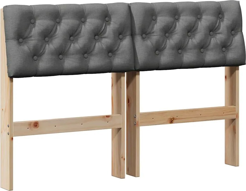 vidaXL Tăblie tapițată Gri închis 120 cm Lemn de pin masiv