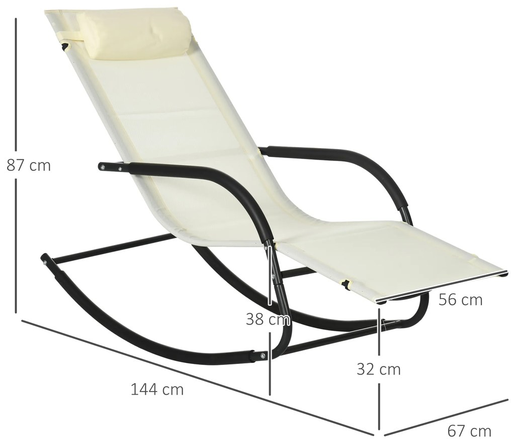 Outsunny Scaun Balansoar de Gradina din Otel cu Cotiere si Tetiera Detasabile, 67x144x87 cm, Gri si Bej | AOSOM RO