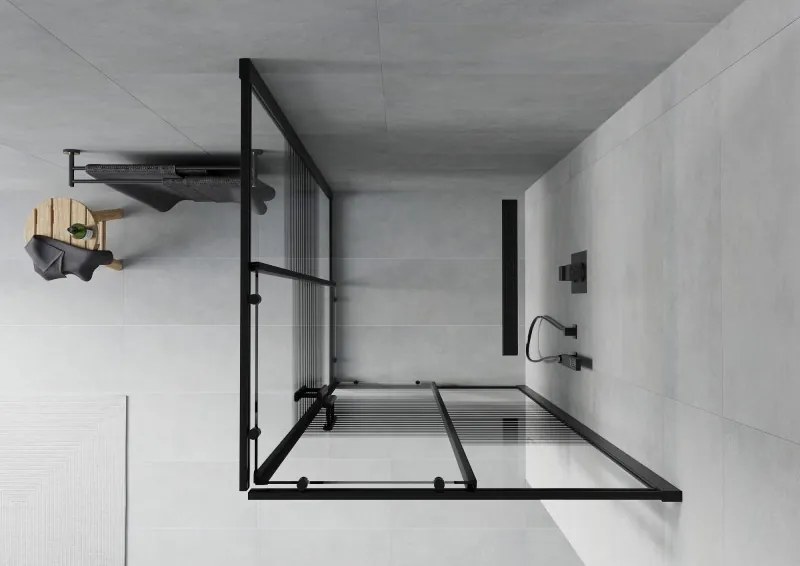 Mexen Rio cabina de duș pătrată 80 x 80 cm, dungi negre, negru - 860-080-080-70-20